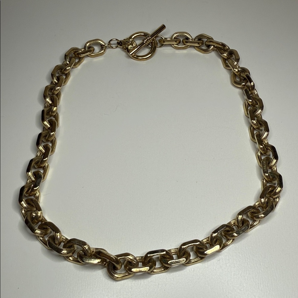 Vintage Anne Klein signed oval Goldtone Chain Necklace with lion clasp runway - Picture 1 of 13